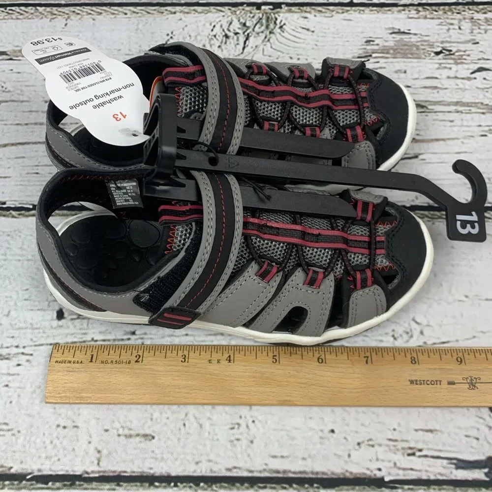 Wonder Nation Water Sandals Boys Fisherman Gray Red Hook‎ Loop [Size 13] 🆕